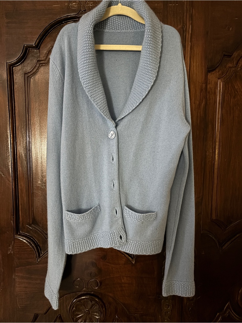 Light Blue Wool Women’s Cardigan Sweater